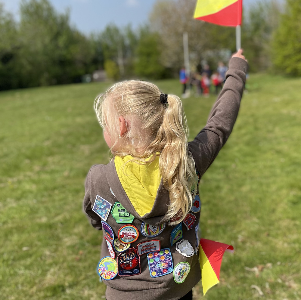 Brownie, yellow and red semaphore flags