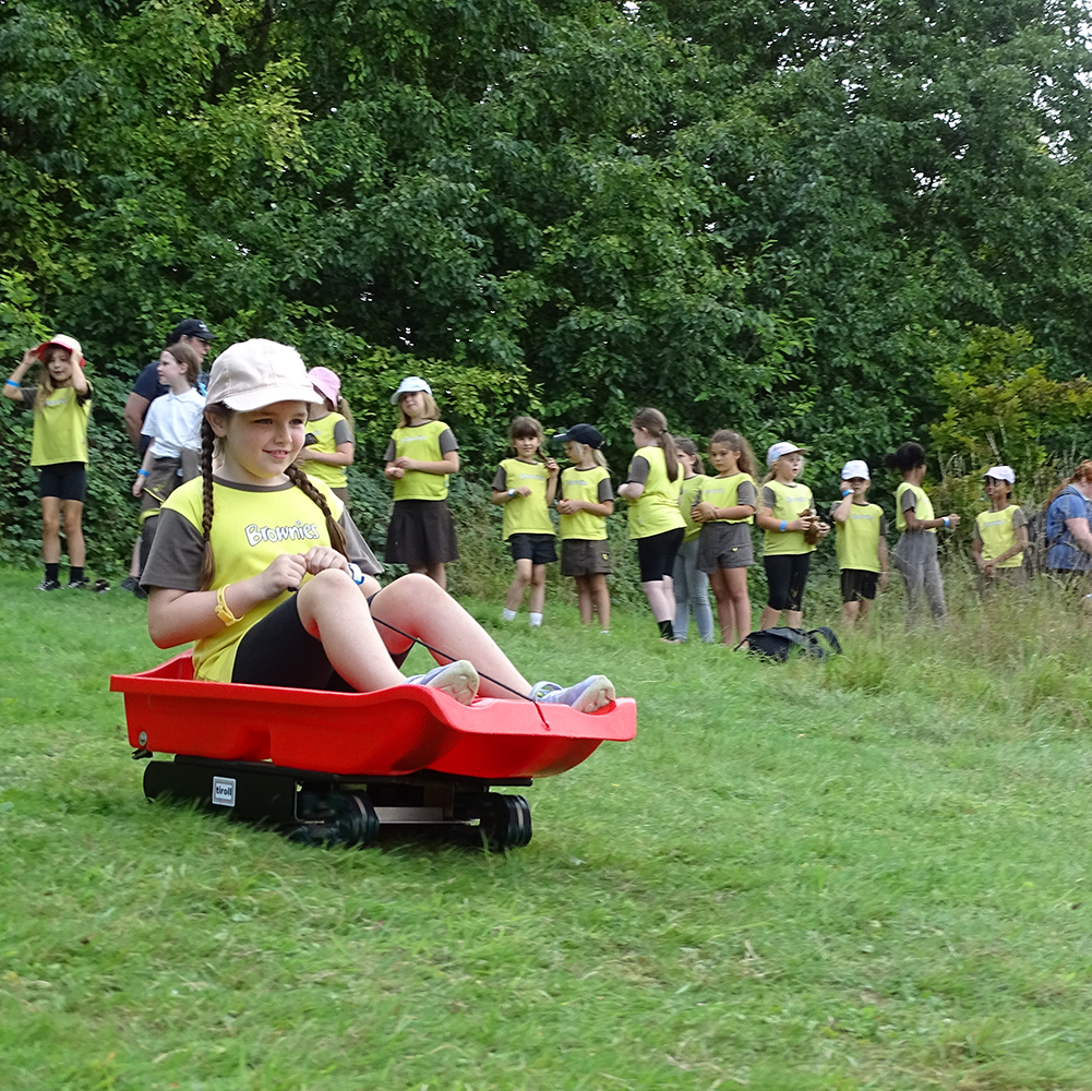 Grass sledging at BeWILDer, Mystole.