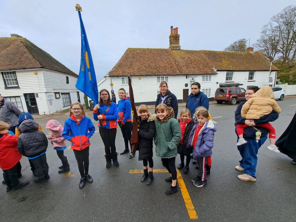 Girl guides in Greatstone Remembrance service.