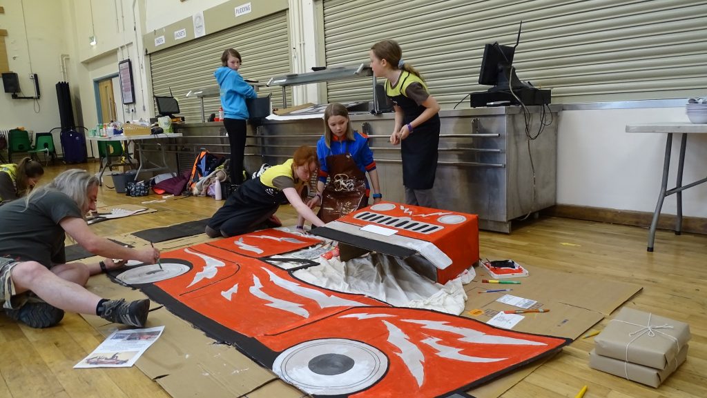 Painting the prop car.